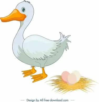 poultry background duck icon colored cartoon sketch