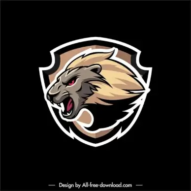 powerful label template aggressive lion sketch flat design