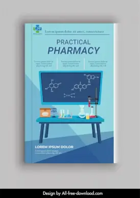 practical pharmacy book cover template chalkboard lab tools sketch