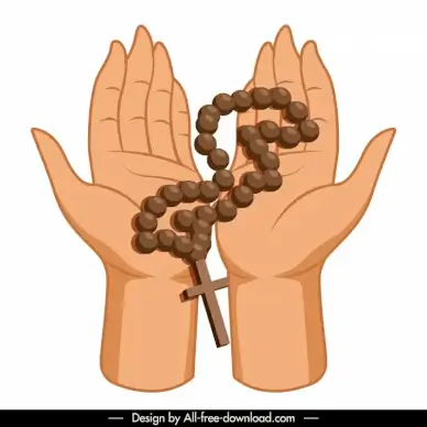praying hands logotype holy cross rosary sketch