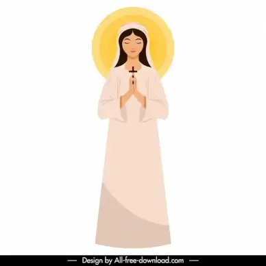 praying sister icon cartoon character sketch