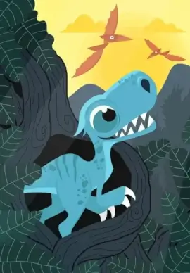 prehistory drawing dinosaur icons multicolored cartoon design