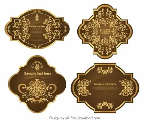 premier label templates elegant classic symmetric brown golden