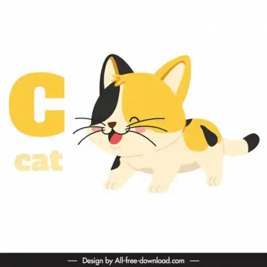preschool education design elements c text cat icon cute cartoon design