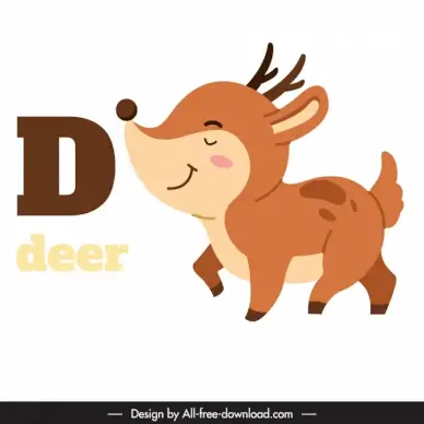 preschool education design elements d text deer sketch cute cartoon sketch