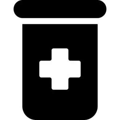 prescription bottle alt sign icon flat contrast black white outline