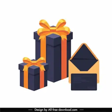 present design elements giftbox envelope sketch