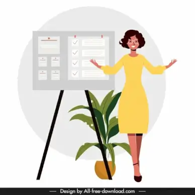 presentation work background office lady sticker board sketch