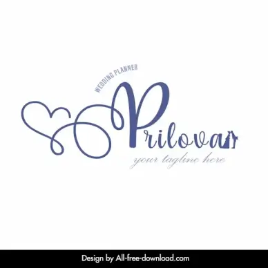 prilova wedding planner logotype flat calligraphy couple silhouette sketch