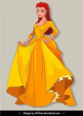 princess icon elegant girl sketch cartoon character