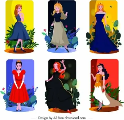 princess icons templates cute cartoon characters