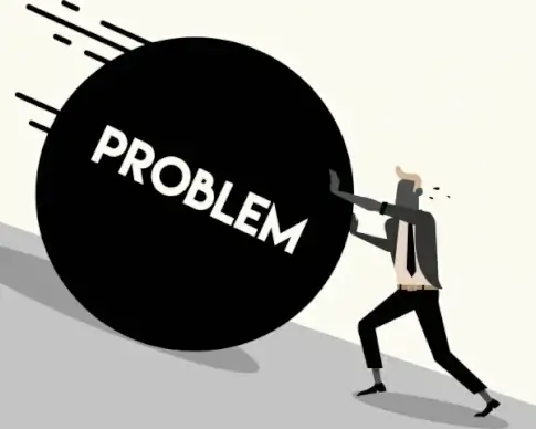 problem background man pushing stone icon cartoon character