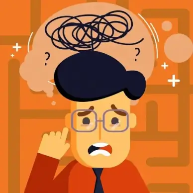 problem background man thought bubbles confused mind icons