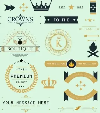 products labels design elements classical flat shapes
