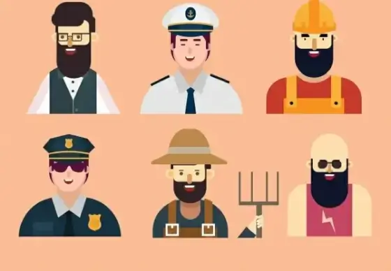 profession symbols collection male icons cartoon characters