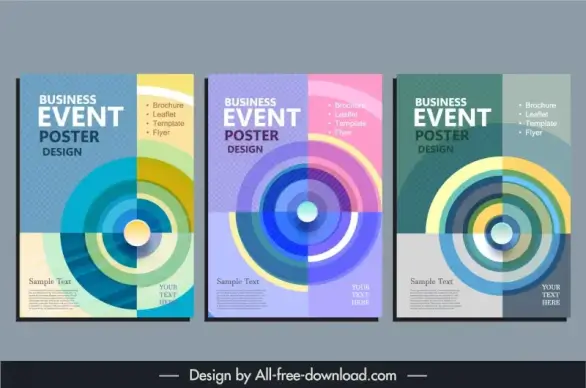 professional business flyer templates modern colorful concentric circles 