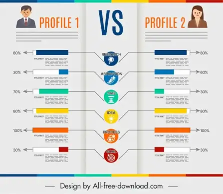 profile compare infographic template elegant symmetric