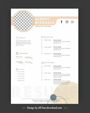 programer cv template elegant bright circle checkered decor