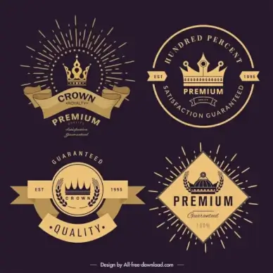 promotional labels templates luxury elegant crown ribbon decor