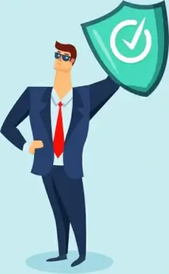 protection background elegant man shield icons cartoon character