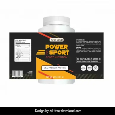 protein powder labels template elegant contrast 