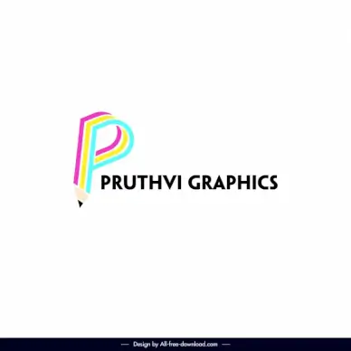 pruthvi graphics logo template 3d stylized text pencil sketch