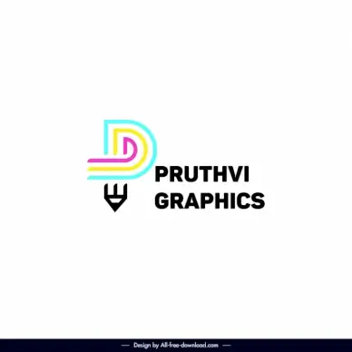 pruthvi graphics logo template flat colorful stylized text pencil sketch