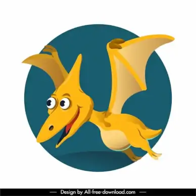 pteranodon dinosaur icon funny cartoon character design