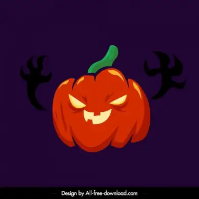 pumpkin lantern icon frightening horror face sketch