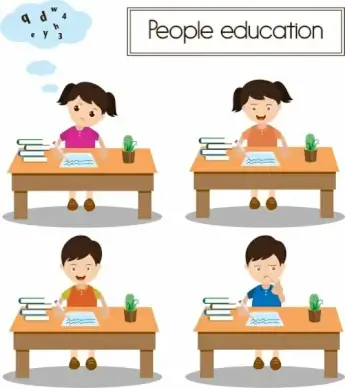 pupil icons colored cartoon design