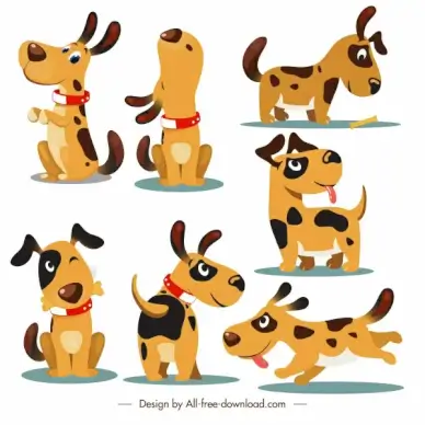 puppy icons cute emotion sketch cartoon design
