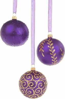 purple christmas baubles
