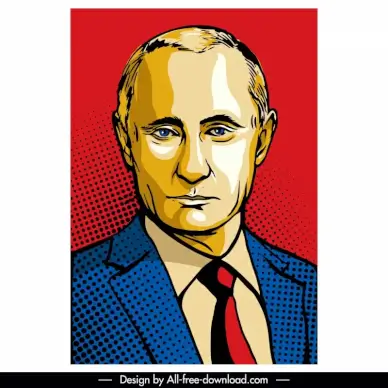 putin president portrait template handdrawn cartoon outline