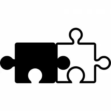 puzzle piece sign icon flat contrast black white symmetric geometry outline