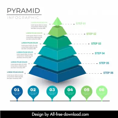 pyramid chart infographic template 3d geometric shapes