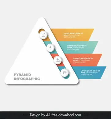 pyramid infographic template flat modern geometry design  