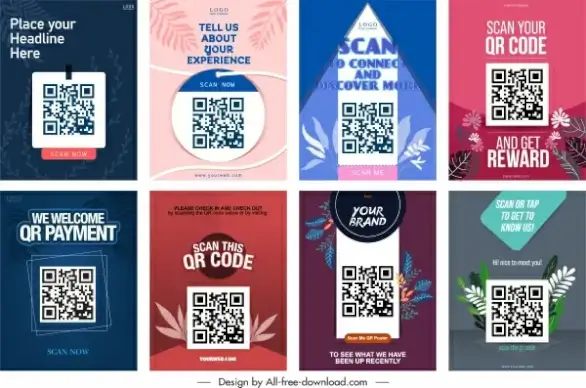 qr code poster templates elegant classical leaves decor