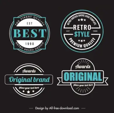 quality award badge templates dark flat retro decor