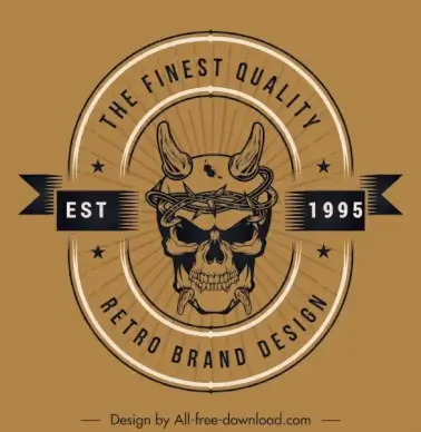 quality badge template scary skull sketch retro design