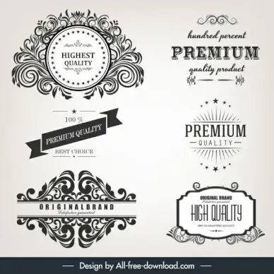 quality identity label templates elegant retro calligraphic decor