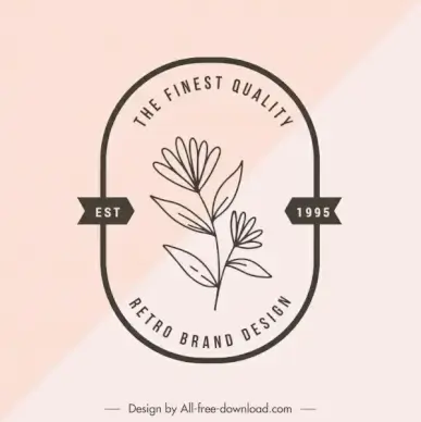 quality label template retro design handdrawn floral sketch