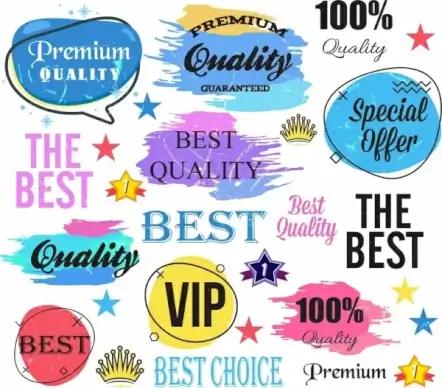 quality labels collection colorful grunge retro design