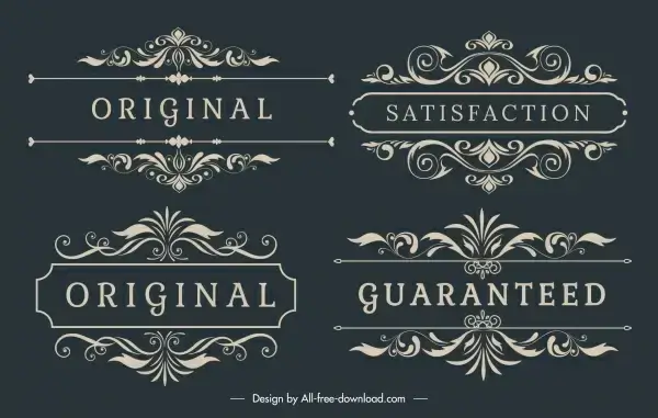 quality tag decor elements elegant retro european symmetry