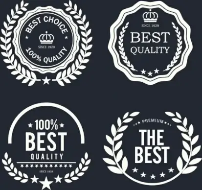 quality warranty labels collection retro flat circle design