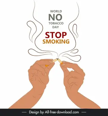 quit smoking banner dynamic smoke hands breaking cigarette sketch handdrawn classic 