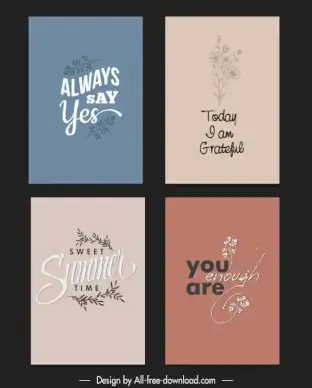 quotation banner templates elegant retro calligraphy flower decor