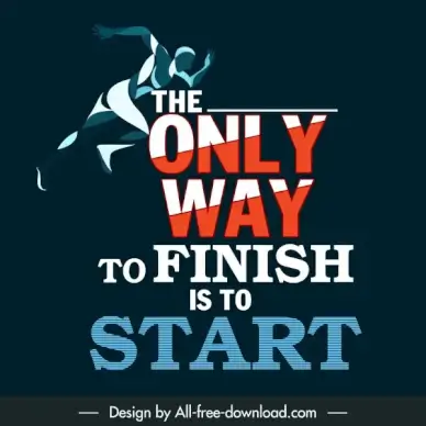 quotation poster template dark colorful running man sketch