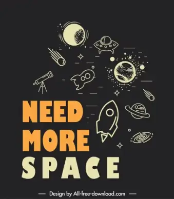 quotation typography banner space elements sketch dark flat