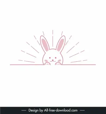 rabbit cute line art template flat symmetric handdrawn symmetric cartoon sketch