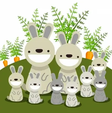 rabbit family cartoon painting